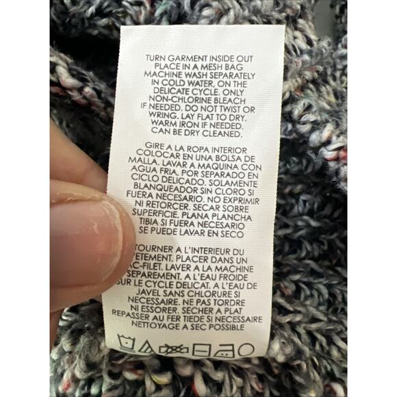Cabi Cable Knit Cardigan Sweater small medium button y2k gray & colorful threads - Picture 11 of 13